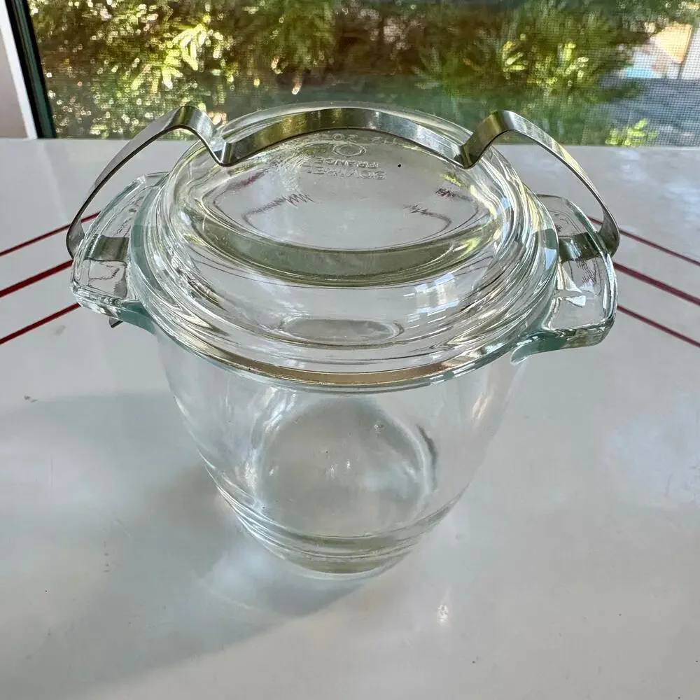 Vintage Sovirel France Glass Jar with Lid and Metal Clip